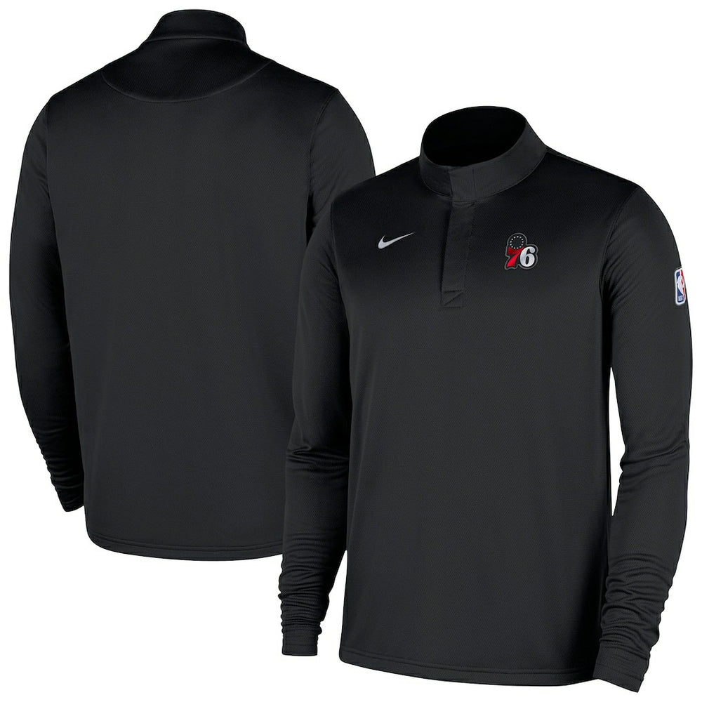 Philadelphia 76ers 2025/26 Authentic Coaches Quarter-Zip Dri-Fit Top - Black sale