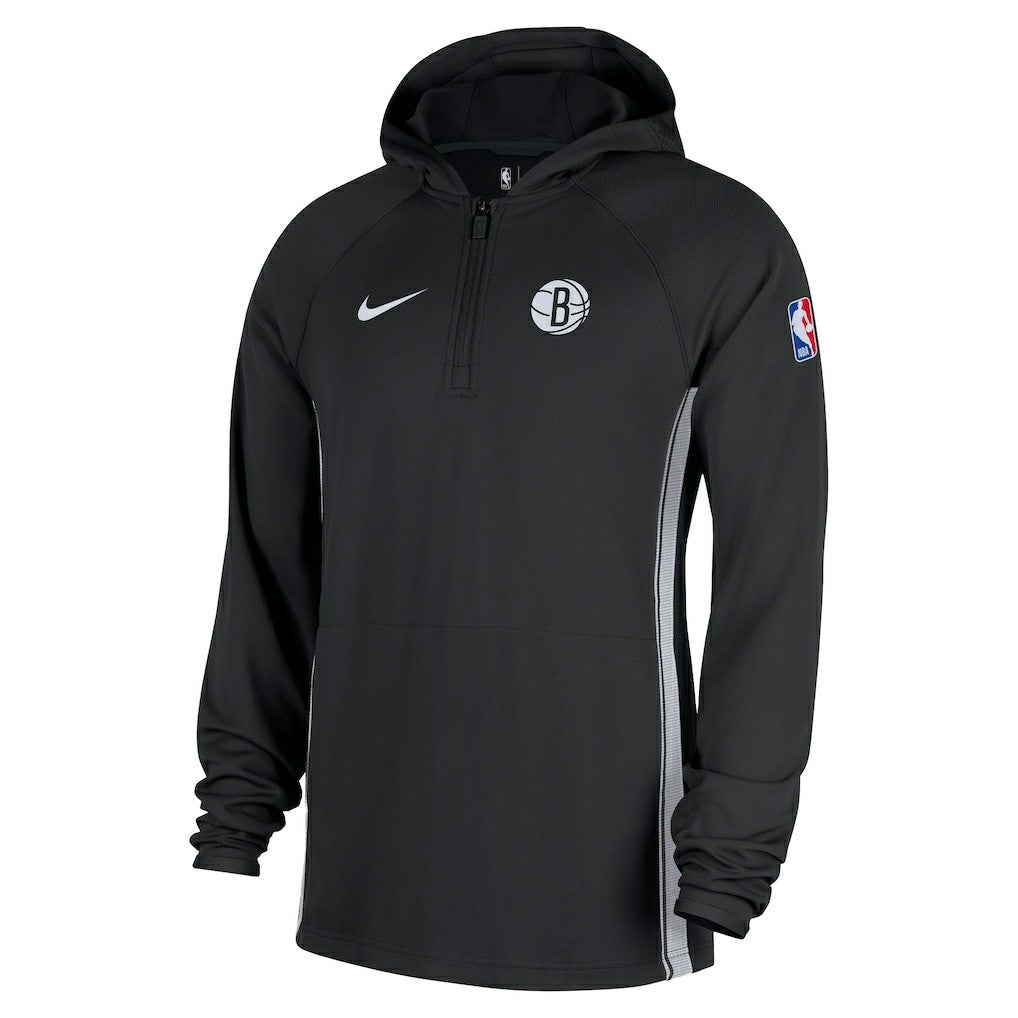 Brooklyn Nets Authentic On Court Zone Quarter-Zip Dri-FIT Hoodie Jacket - Black shop