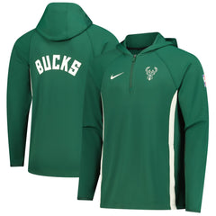 Milwaukee Bucks Authentic On Court Zone Quarter-Zip Dri-FIT Hoodie Jacket - Hunter Green for sale