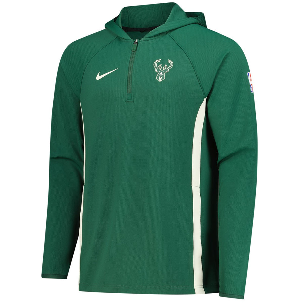 Milwaukee Bucks Authentic On Court Zone Quarter-Zip Dri-FIT Hoodie Jacket - Hunter Green for sale