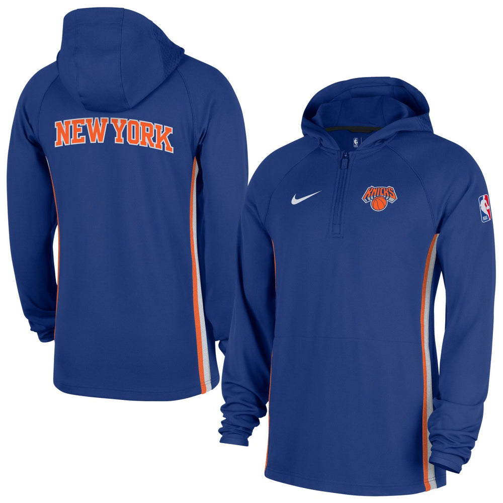 New York Knicks Authentic On Court Zone Quarter-Zip Dri-FIT Hoodie Jacket - Blue shop