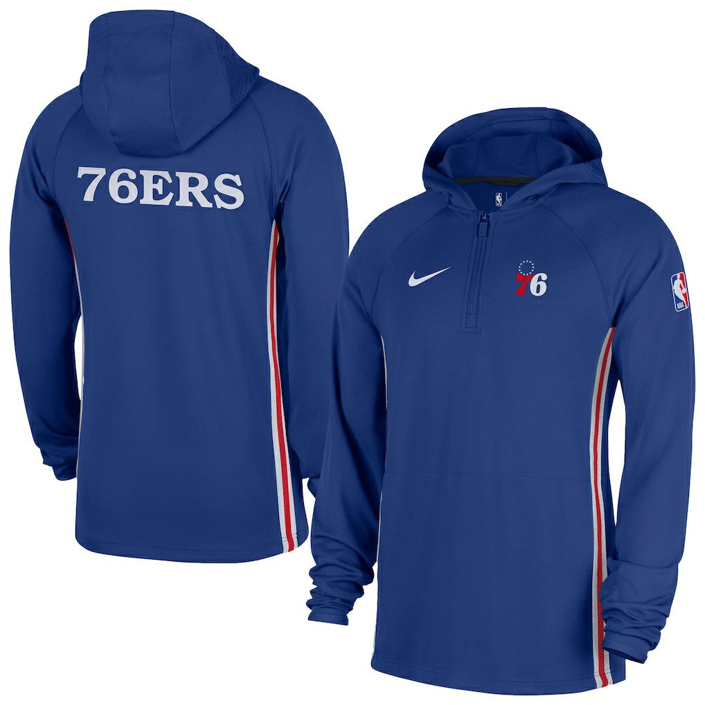 Philadelphia 76ers Authentic On Court Zone Quarter-Zip Dri-FIT Hoodie Jacket - Blue for sale