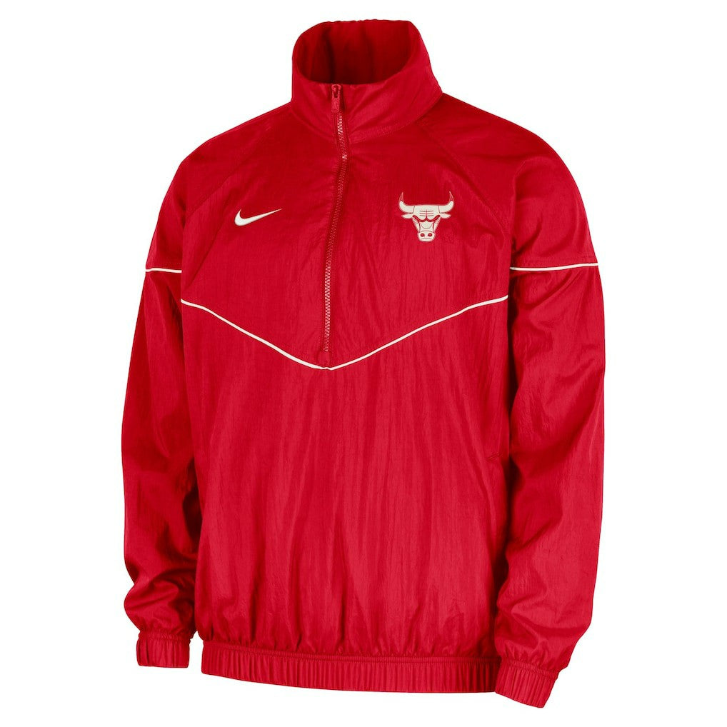 Chicago Bulls Courtside Windrunner Woven Half-Zip Hooded Jacket - Red for sale