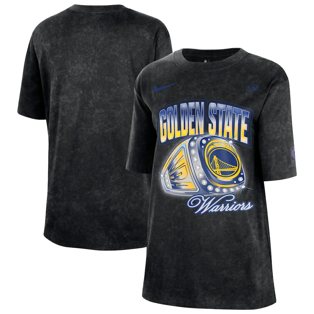 Golden State Warriors Women's Courtside Original Content Vintage Washed Boyfriend T-Shirt sale - Black outlet