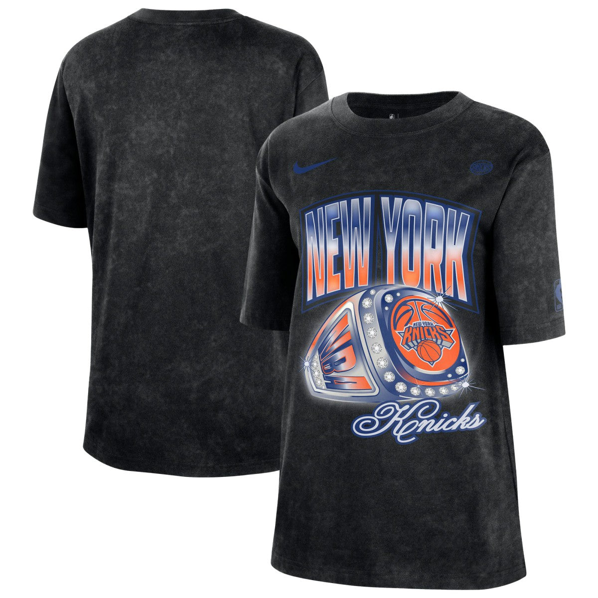 New York Knicks Women's Courtside Original Content Vintage Washed Boyfriend T-Shirt - Black on sale