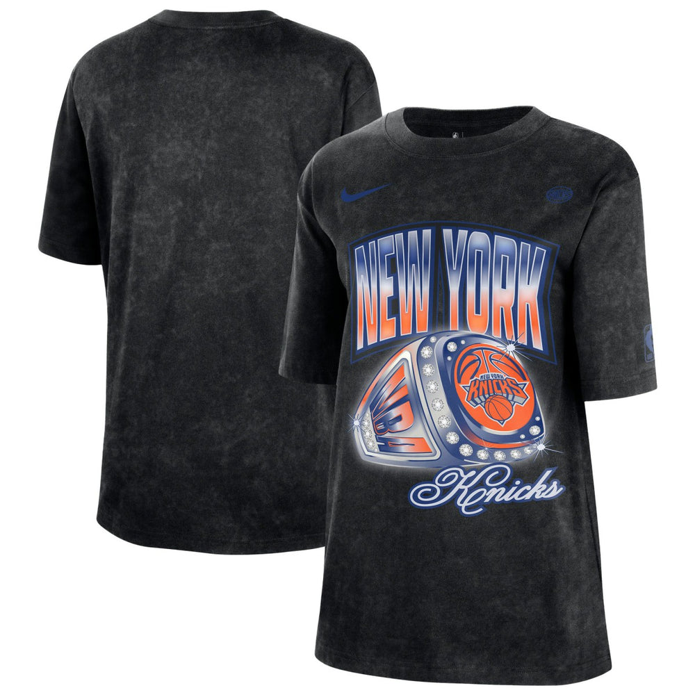 New York Knicks Women's Courtside Original Content Vintage Washed Boyfriend T-Shirt - Black on sale
