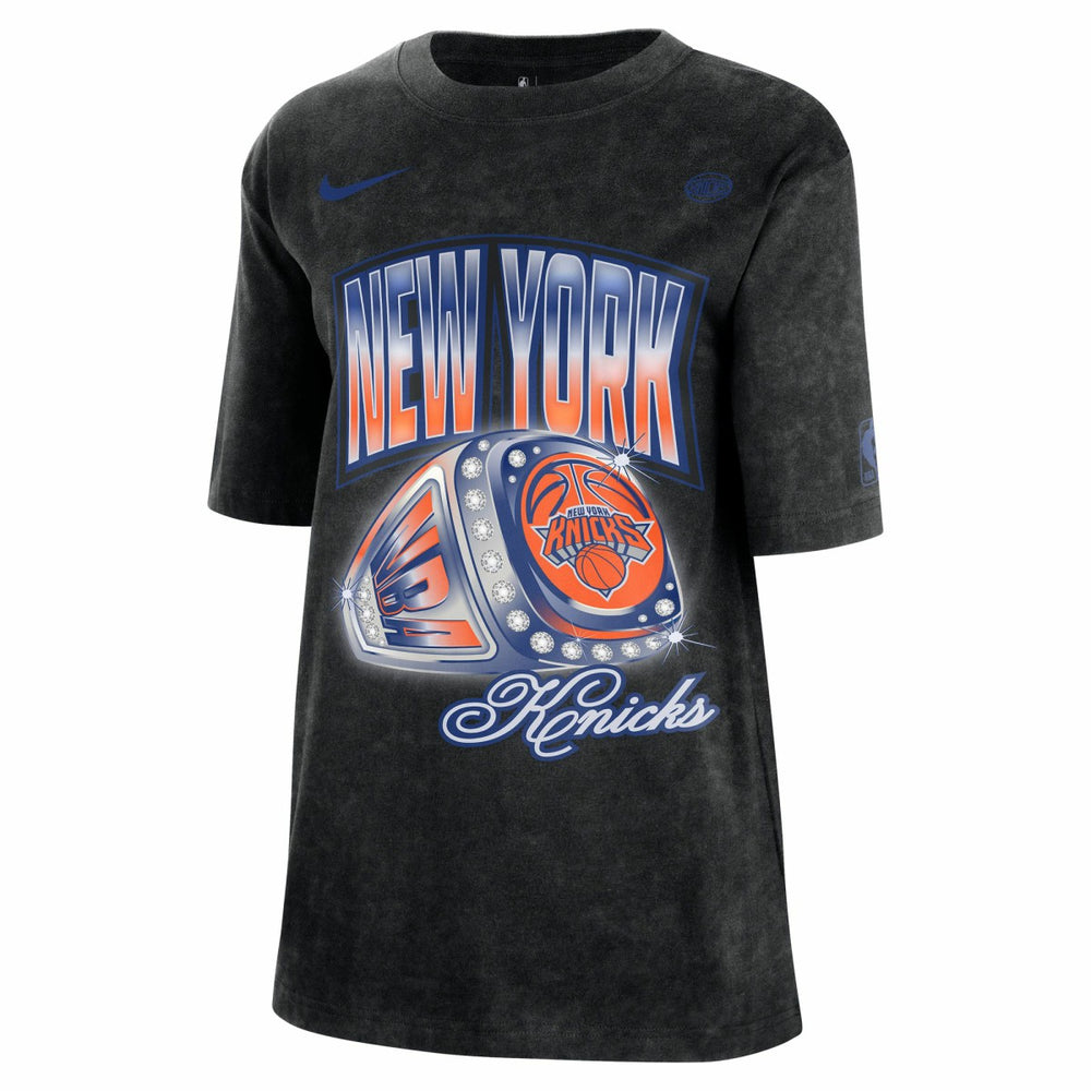 New York Knicks Women's Courtside Original Content Vintage Washed Boyfriend T-Shirt - Black on sale