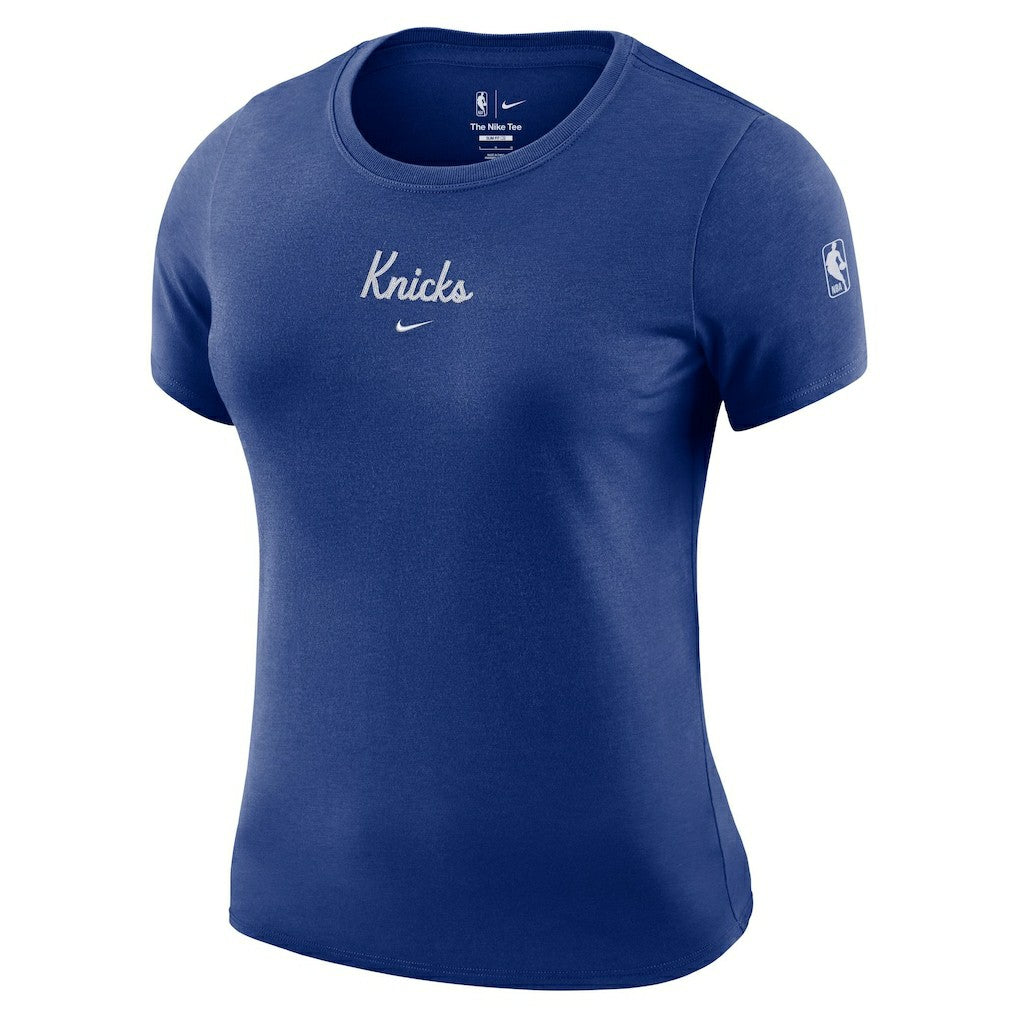 New York Knicks Women's Courtside Modest Cropped Tri-Blend T-Shirt - Blue discount