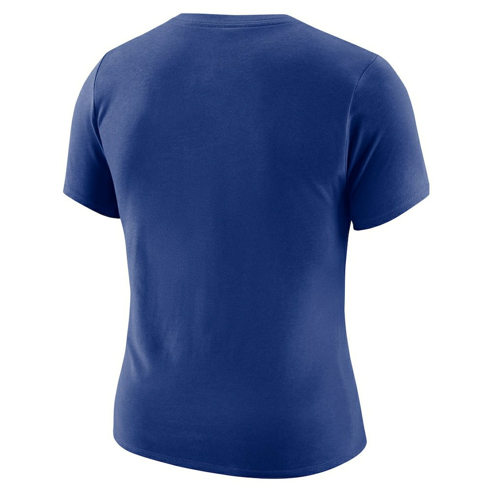 New York Knicks Women's Courtside Modest Cropped Tri-Blend T-Shirt - Blue discount