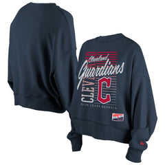 Cleveland Guardians Women's Boxy Mineral Wash Dolmen Sleeve Cropped Sweatshirt Navy