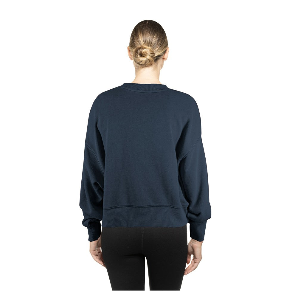 Cleveland Guardians Women's Boxy Mineral Wash Dolmen Sleeve Cropped Sweatshirt Navy