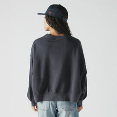 Boston Red Sox Women's Boxy Mineral Wash Dolmen Sleeve Cropped Sweatshirt Navy
