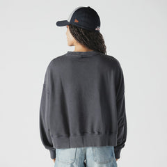 Houston Astros Women's Boxy Mineral Wash Dolmen Sleeve Cropped Sweatshirt Navy