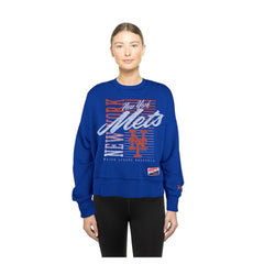 New York Mets Women's Boxy Mineral Wash Dolmen Sleeve Cropped Sweatshirt Royal