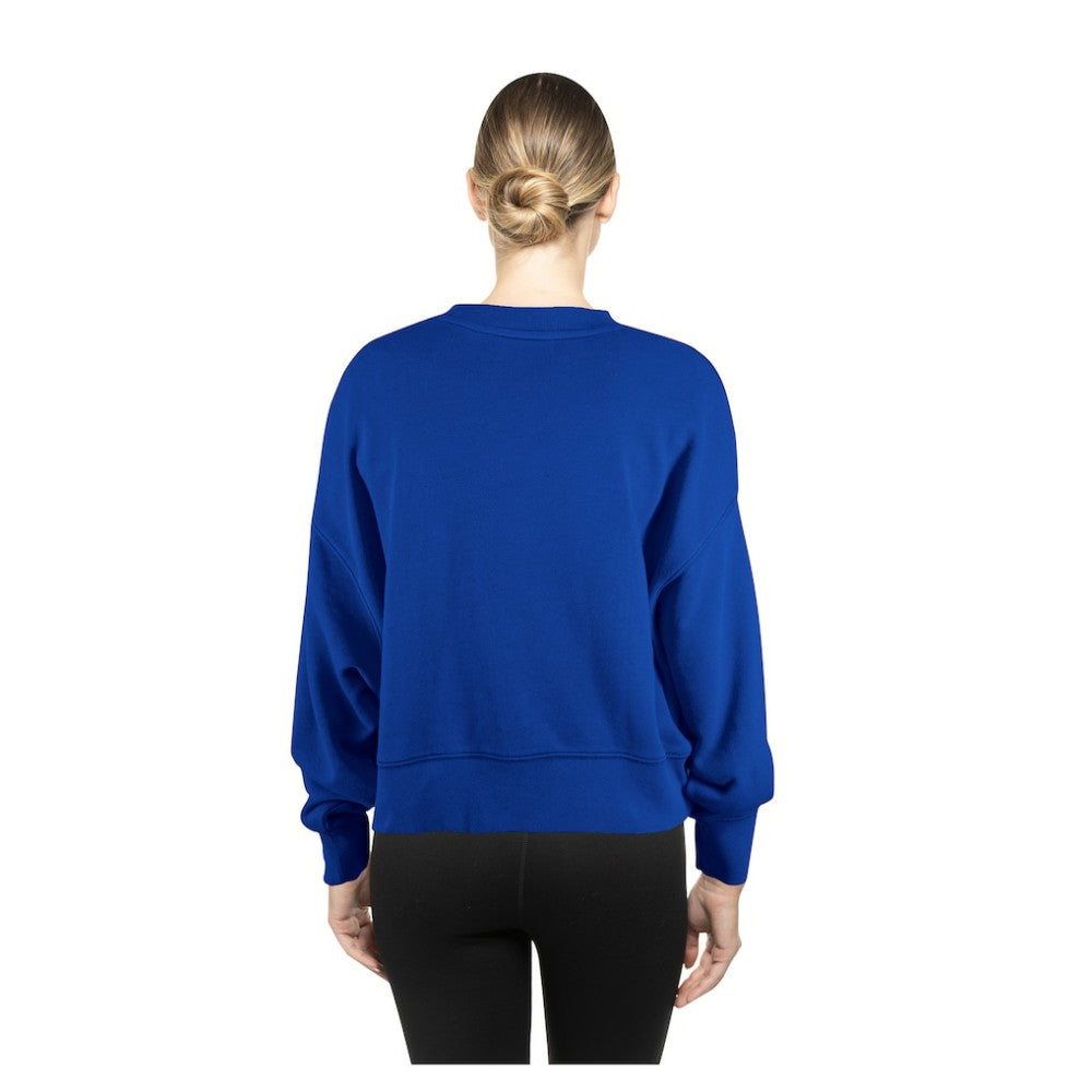 New York Mets Women's Boxy Mineral Wash Dolmen Sleeve Cropped Sweatshirt Royal