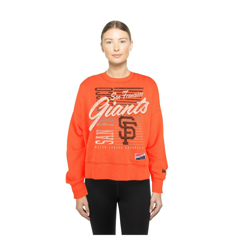 San Francisco Giants Women's Boxy Mineral Wash Dolmen Sleeve Cropped Sweatshirt Orange
