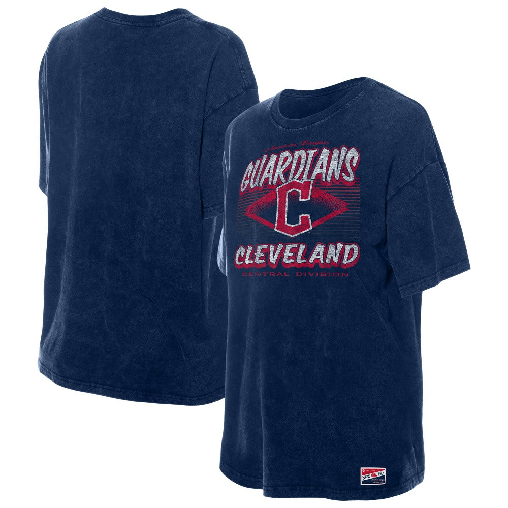 Cleveland Guardians Women's Mineral Wash Oversized T-Shirt Navy
