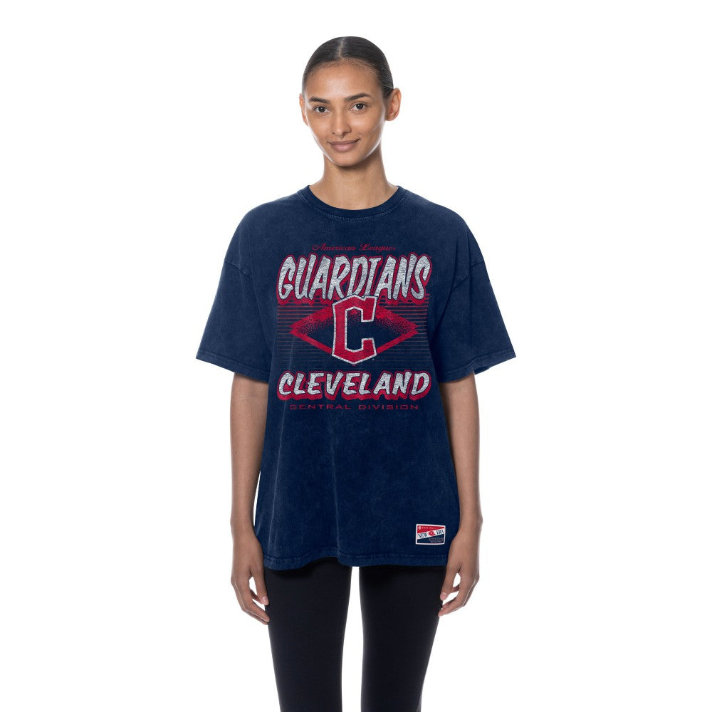 Cleveland Guardians Women's Mineral Wash Oversized T-Shirt Navy