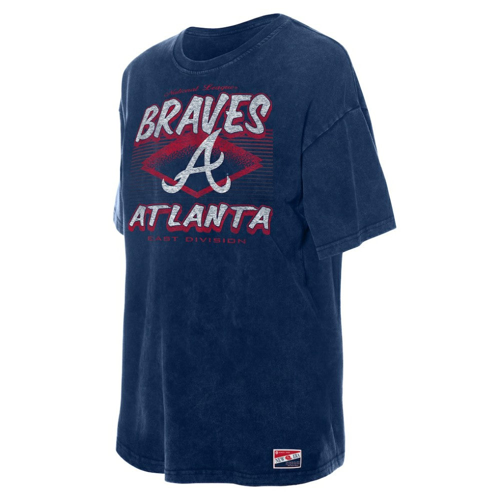 Atlanta Braves Women's Mineral Wash Oversized T-Shirt Navy