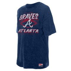 Atlanta Braves Women's Mineral Wash Oversized T-Shirt Navy