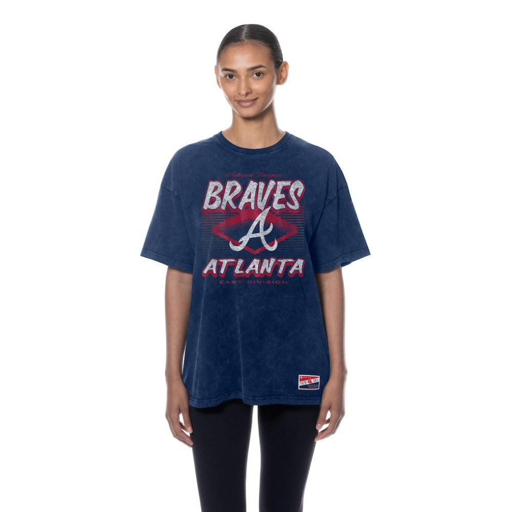 Atlanta Braves Women's Mineral Wash Oversized T-Shirt Navy