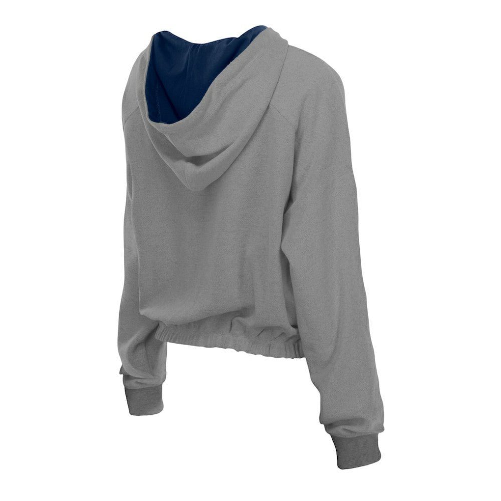 Houston Astros Women's Reversed Out French Terry Quarter-Zip Banded Crop Hoodie Heather Gray