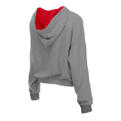 Philadelphia Phillies Women's Reversed Out French Terry Quarter-Zip Banded Crop Hoodie Heather Gray