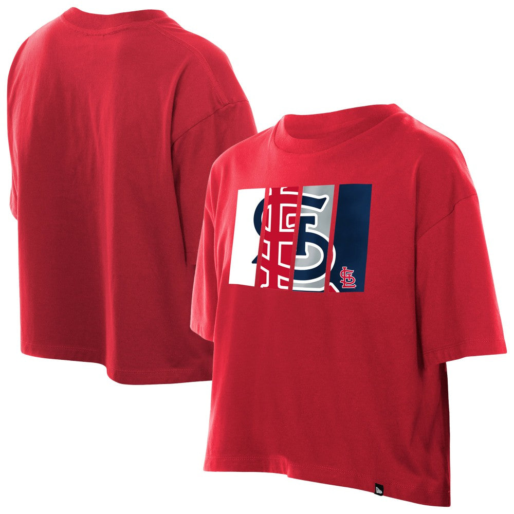 St. Louis Cardinals Women's Boxy Foil Logo T-Shirt Red