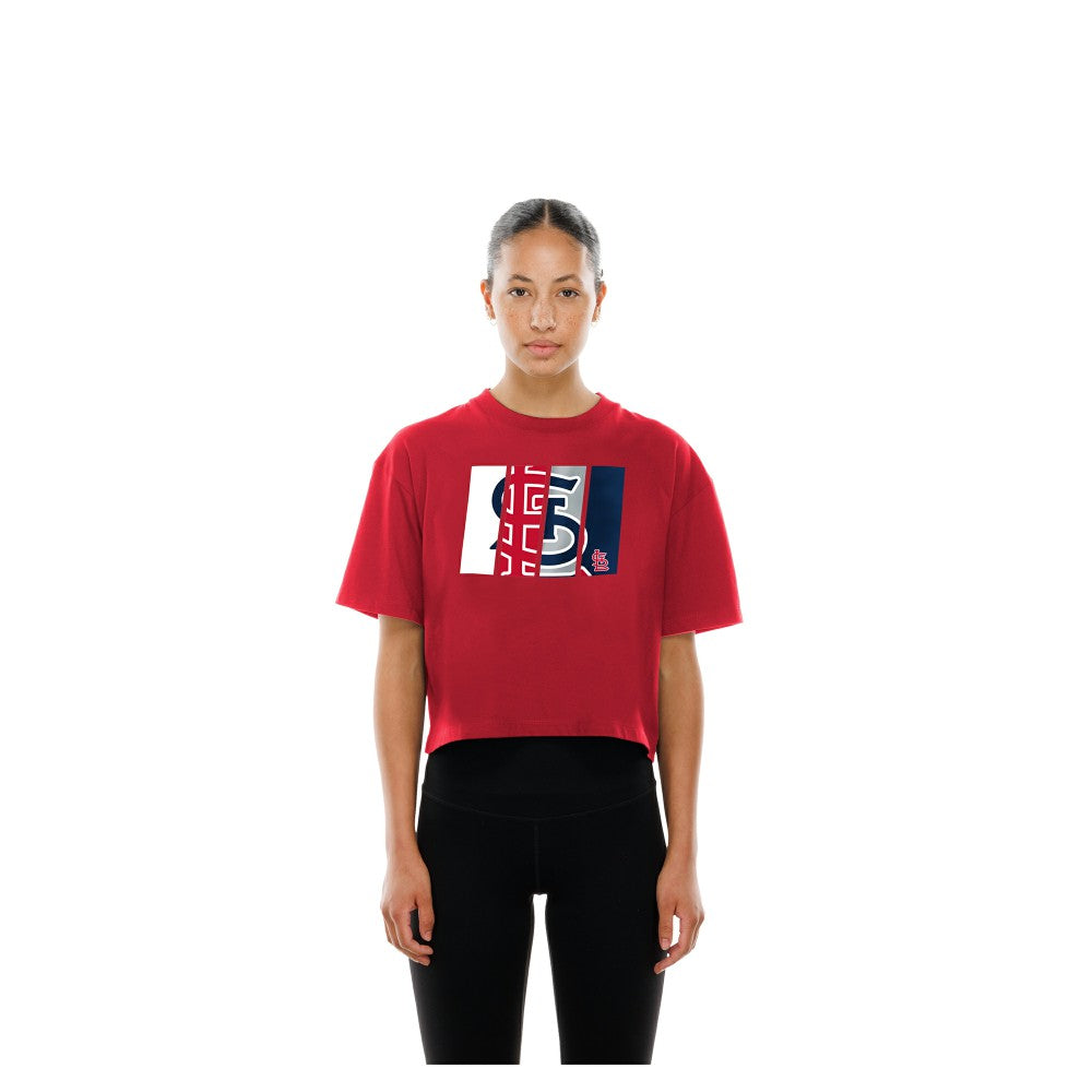 St. Louis Cardinals Women's Boxy Foil Logo T-Shirt Red