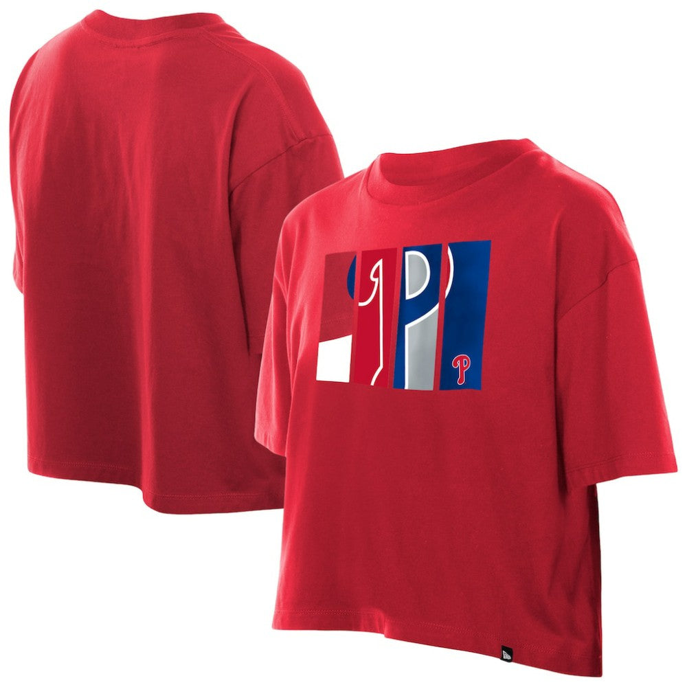 Philadelphia Phillies Women's Boxy Foil Logo T-Shirt Red