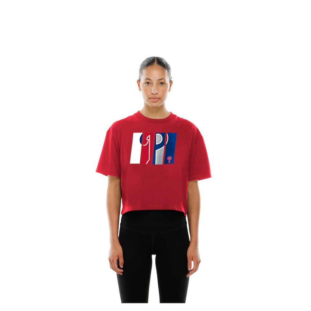 Philadelphia Phillies Women's Boxy Foil Logo T-Shirt Red