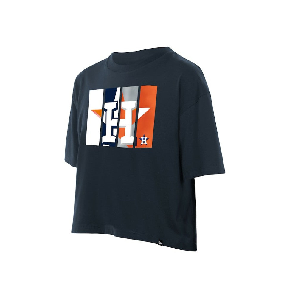 Houston Astros Women's Boxy Foil Logo T-Shirt Navy