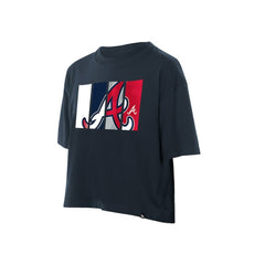 Atlanta Braves Women's Boxy Foil Logo T-Shirt Navy