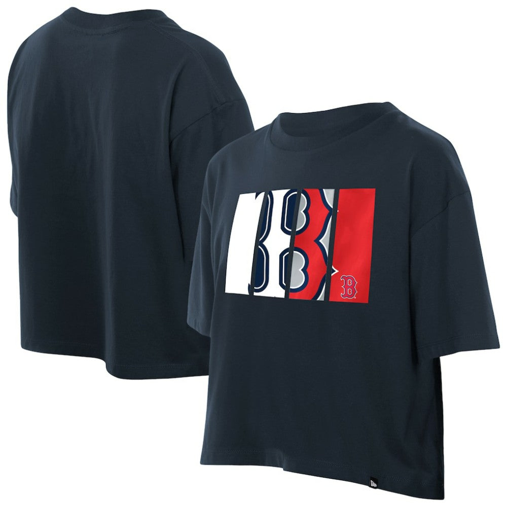 Boston Red Sox Women's Boxy Foil Logo T-Shirt Navy