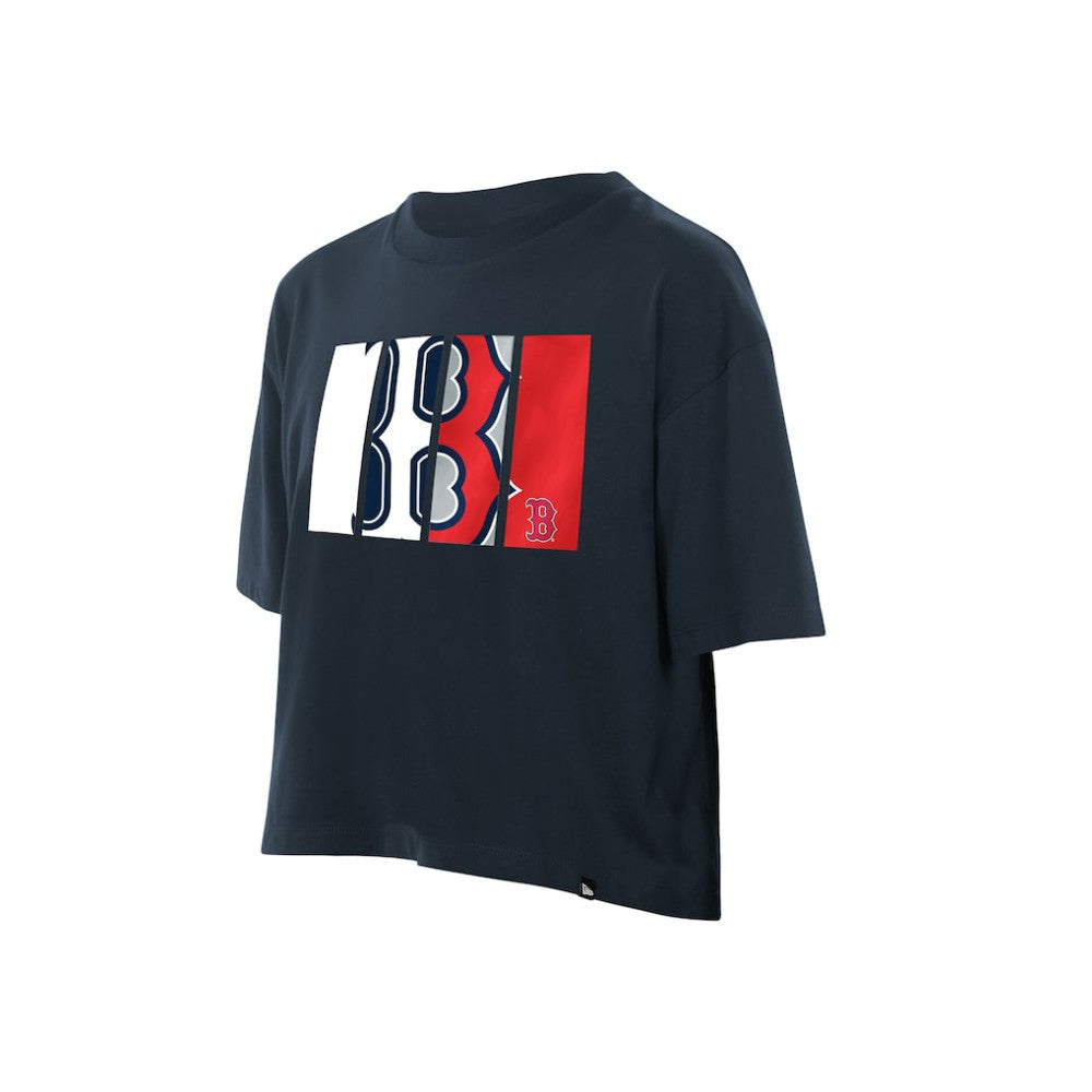 Boston Red Sox Women's Boxy Foil Logo T-Shirt Navy