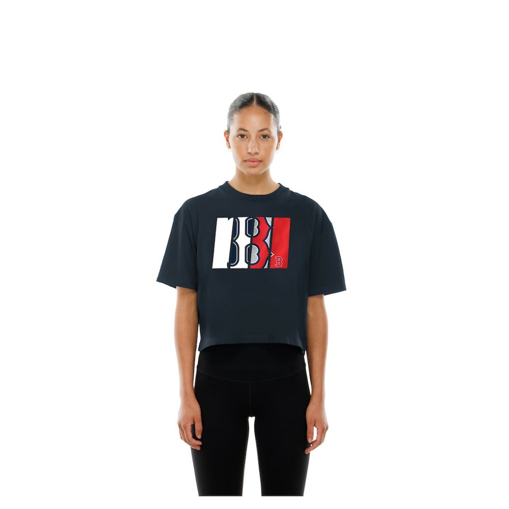 Boston Red Sox Women's Boxy Foil Logo T-Shirt Navy