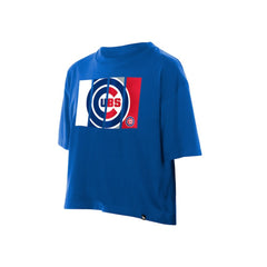 Chicago Cubs Women's Boxy Foil Logo T-Shirt Royal