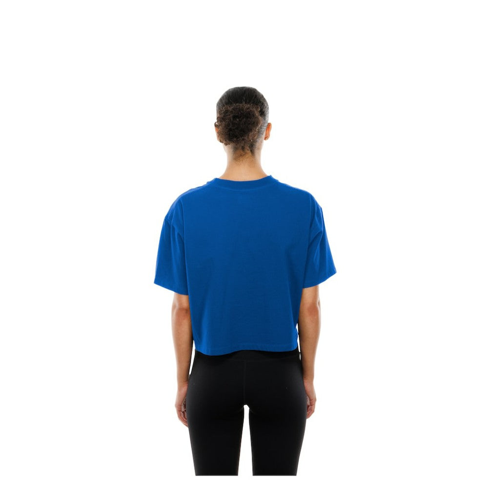 Chicago Cubs Women's Boxy Foil Logo T-Shirt Royal