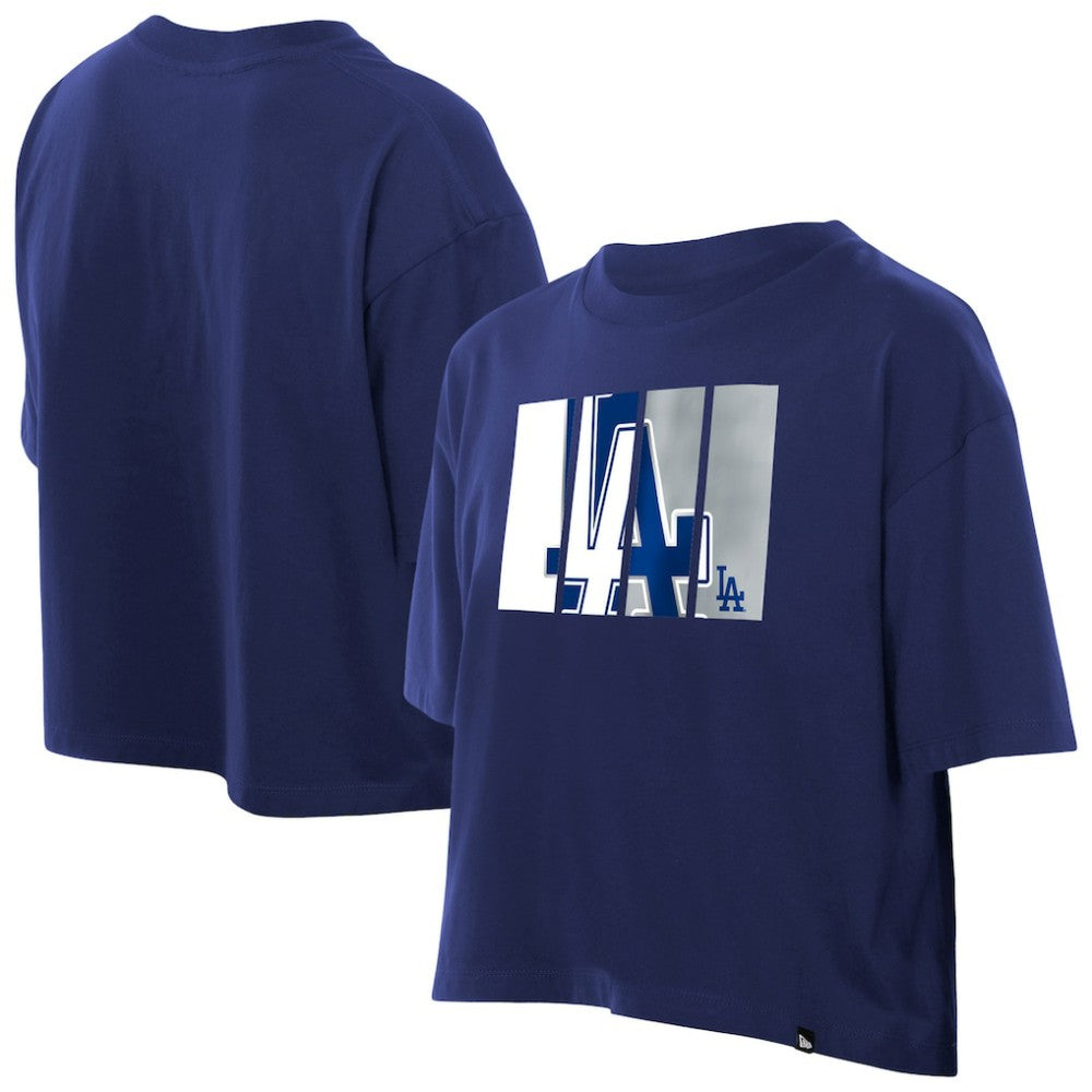 Los Angeles Dodgers Women's Boxy Foil Logo T-Shirt Royal