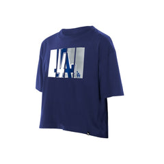 Los Angeles Dodgers Women's Boxy Foil Logo T-Shirt Royal