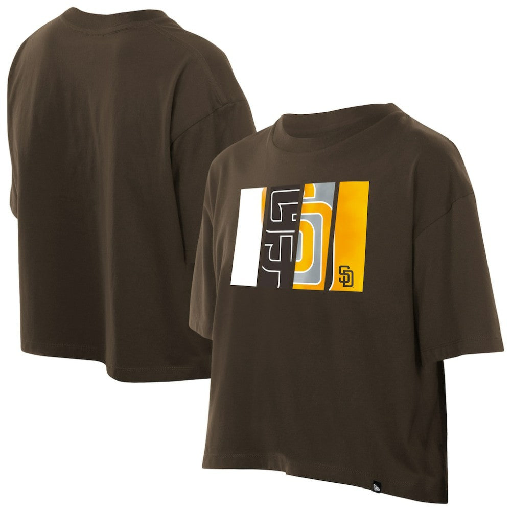San Diego Padres Women's Boxy Foil Logo T-Shirt Brown