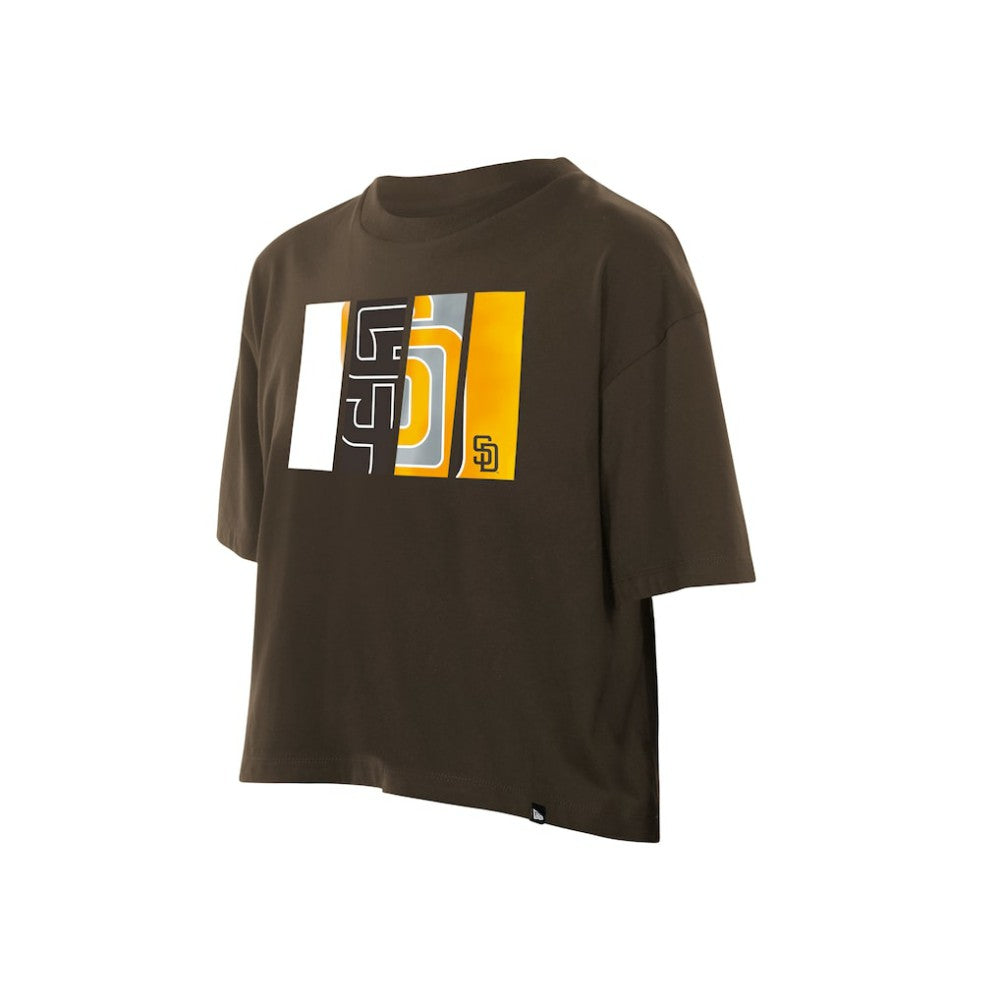 San Diego Padres Women's Boxy Foil Logo T-Shirt Brown
