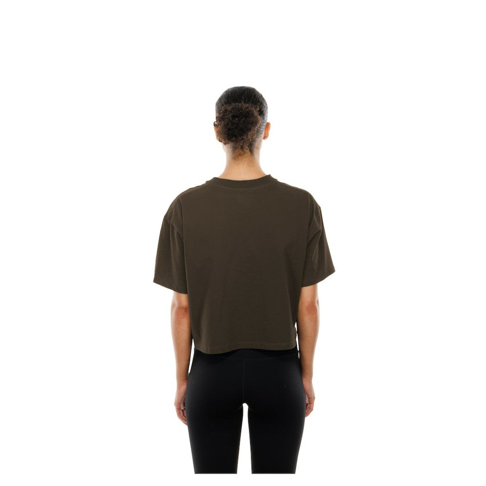 San Diego Padres Women's Boxy Foil Logo T-Shirt Brown
