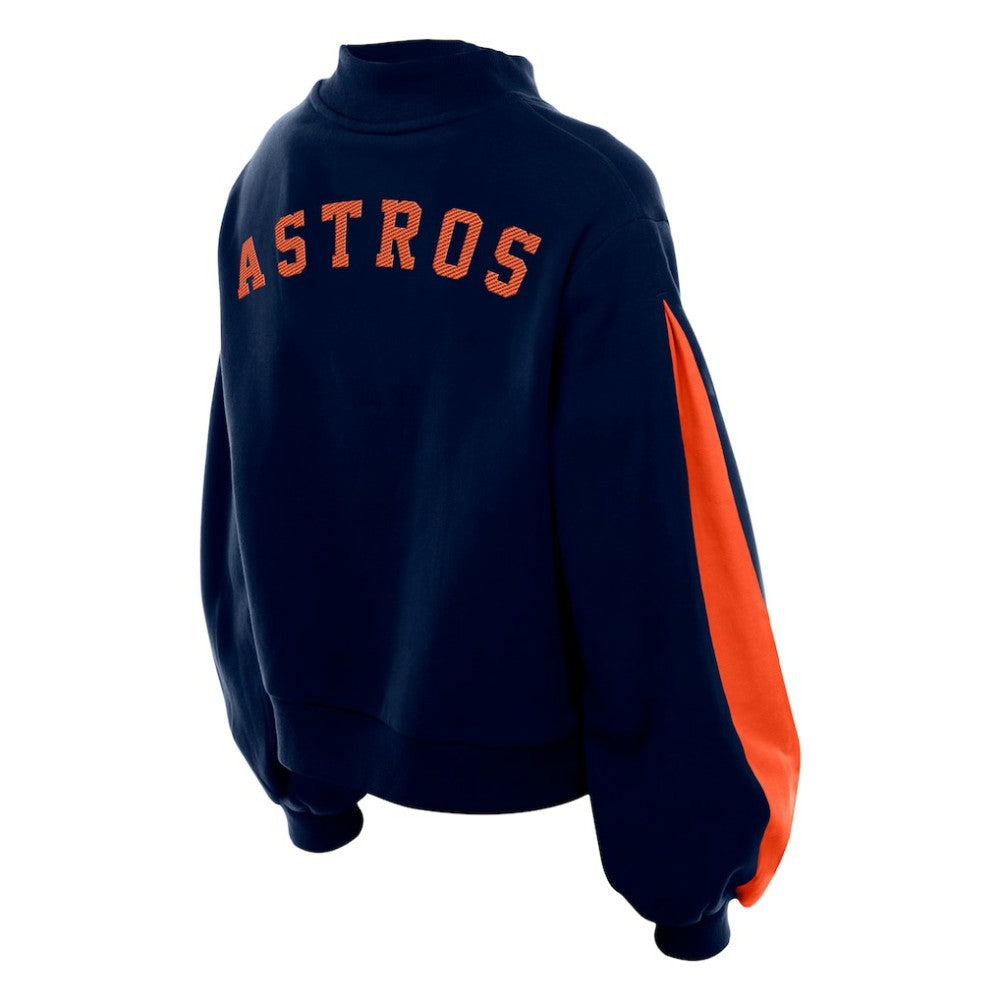 Houston Astros Women's Mock Neck Balloon Sleeve Sweatshirt Navy
