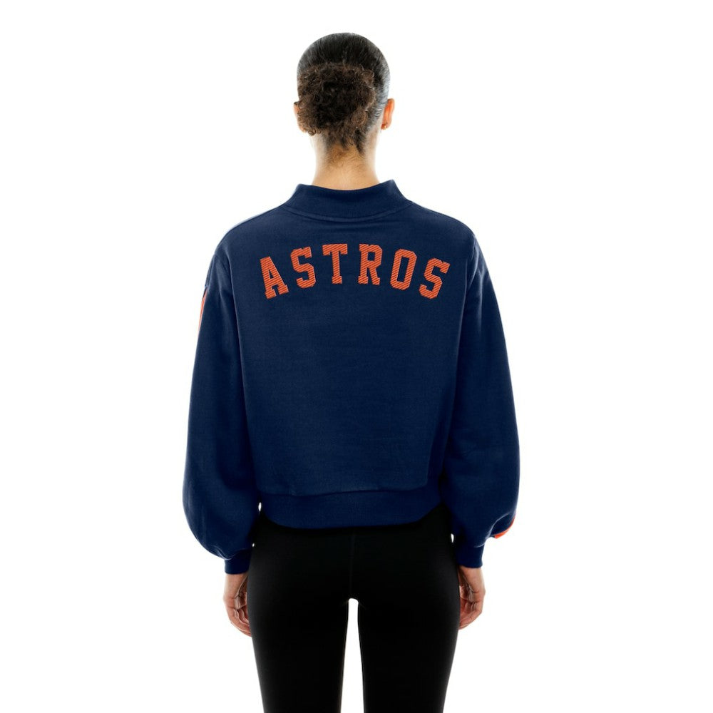 Houston Astros Women's Mock Neck Balloon Sleeve Sweatshirt Navy