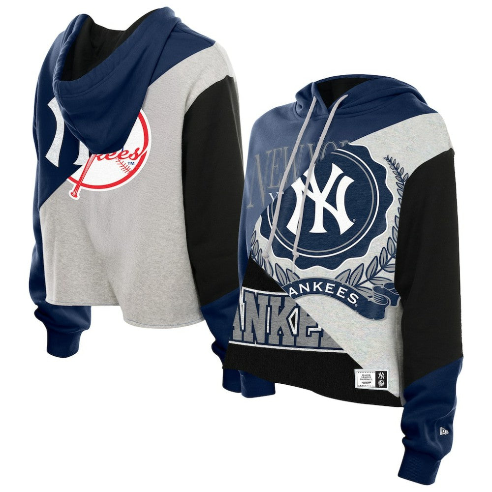 New York Yankees Women's Upcycled Color Block Cropped Boxy Hoodie