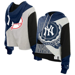 New York Yankees Women's Upcycled Color Block Cropped Boxy Hoodie