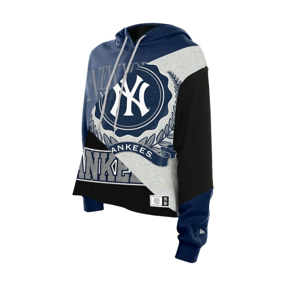 New York Yankees Women's Upcycled Color Block Cropped Boxy Hoodie