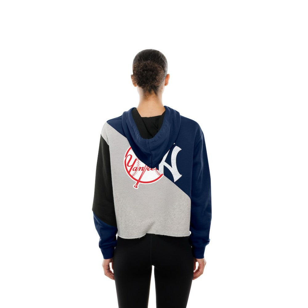New York Yankees Women's Upcycled Color Block Cropped Boxy Hoodie