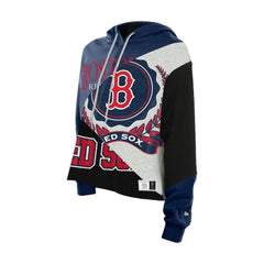 Boston Red Sox Women's Upcycled Color Block Cropped Boxy Hoodie